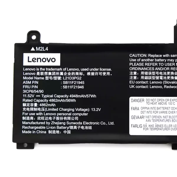 Laptop akkumulátort az LENOVO L21D3PG2 L21D3PG1 - Image 3