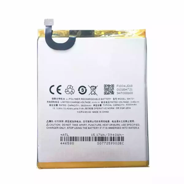 Mobiltelefon akkumulátort BA721 alkalmas MEIZU Noblue note 6