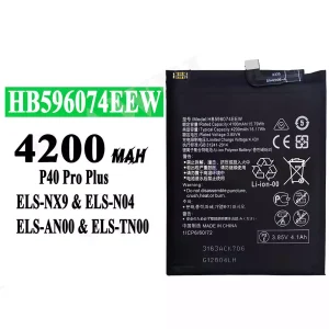 Mobiltelefon akkumulátort HB596074EEW alkalmas HUAWEI P40 Pro Plus