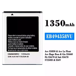 Mobiltelefon akkumulátort EB494358VU alkalmas Samsung Ace S5830