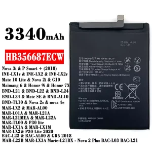 Mobiltelefon akkumulátort HB356687ECW alkalmas HUAWEI Nova 3i / Mate 10 Lite / Nova 2i / Honor 9i / Honor 7X / Nova 2s / nova 4e/P30 lite / P30 Lite 2020 /
