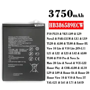 Mobiltelefon akkumulátort HB386589ECW alkalmas HUAWEI P10 PLUS /Nova3 / Honor 8X / View 10 Lite / P10 Pro / Nova 3a / Mate 20 Lite / Nova4 / Honor 8A / Honor 20 / Honor View 10 / Nova 5T