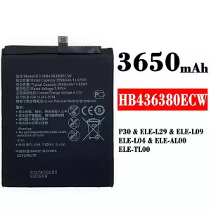 Mobiltelefon akkumulátort HB436380ECW alkalmas HUAWEI P30
