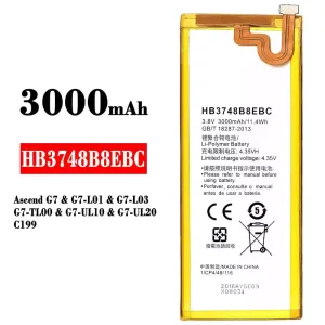 Mobiltelefon akkumulátort HB3748B8EBC alkalmas HUAWEI Ascend G7