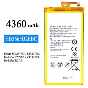 Mobiltelefon akkumulátort HB3665D2EBC alkalmas HUAWEI P8 max