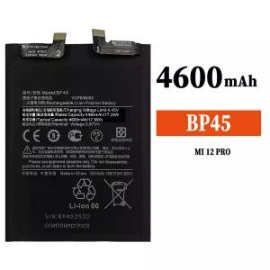 Mobiltelefon akkumulátort BP45 alkalmas Xiaomi MI 12 Pro