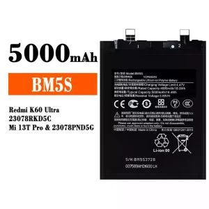 Mobiltelefon akkumulátort BM5S alkalmas Xiaomi Redmi K60 Ultra / Mi 13T Pro