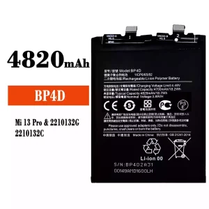 Mobiltelefon akkumulátort BP4D alkalmas Xiaomi Mi 13 Pro