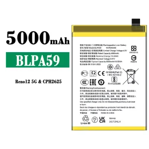 Mobiltelefon akkumulátort BLPA59 alkalmas OPPO Reno 12 5G