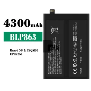 Mobiltelefon akkumulátort BLP863 alkalmas OPPO RENO 6 5G