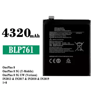 Mobiltelefon akkumulátort BLP761 alkalmas OPPO OnePlus 8