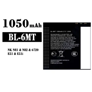 Mobiltelefon akkumulátort BL-6MT alkalmas Nokia NK N81/N82/6720/E51/E51i