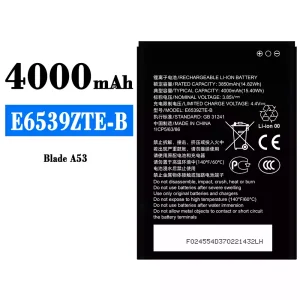 Mobiltelefon akkumulátort E6539ZTE-B alkalmas ZTE Blade A53