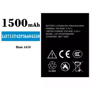 Mobiltelefon akkumulátort Li3715T42P3h604550 alkalmas ZTE Blade A410