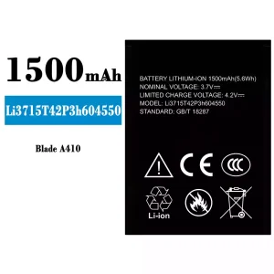 Mobiltelefon akkumulátort Li3816T43P4h604550 alkalmas ZTE Blade A410